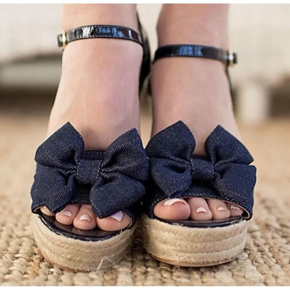 Kate Spade Womens Darya Denim Espadrille Wedge Shoes Size 9M‎